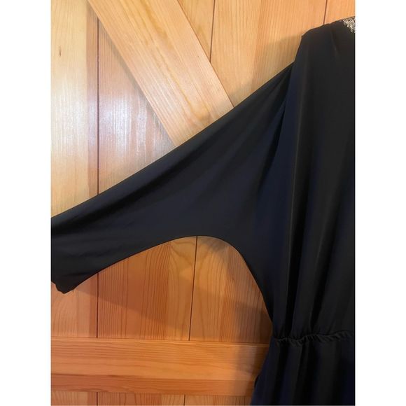 🌿 Kardashian Kollection Black Jumpsuit V-neck Wrap Sequins - Size XL - Picture 9 of 10